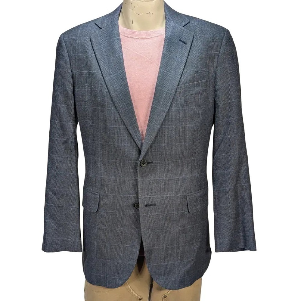 Brooks Brothers 346 Madison Fit Blazer Mens 41R Blue Gray Glen Plaid Sport Coat